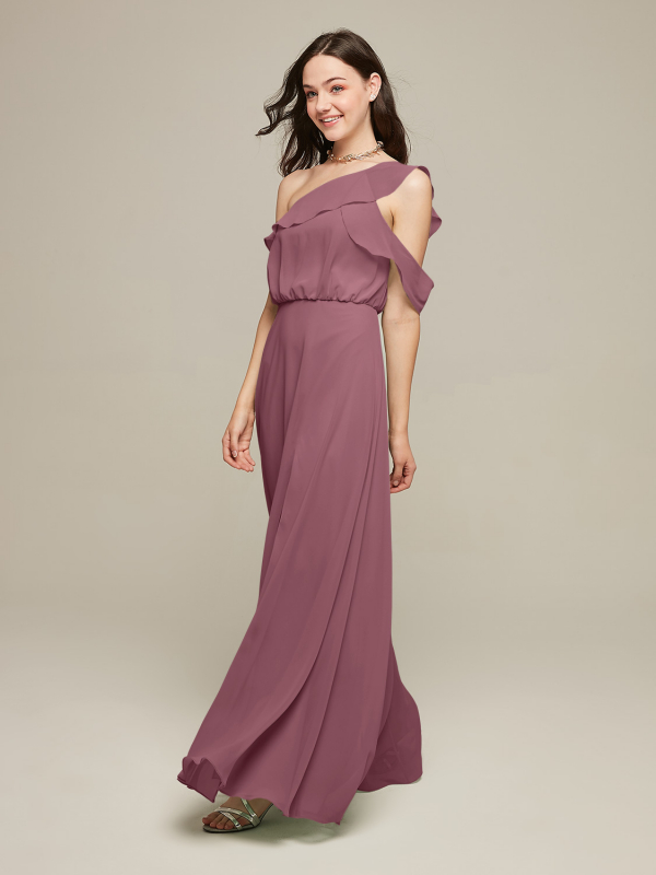 Alicepub Asymmetric Maxi Bridesmaid Dress Long Chiffon Party Evening Prom Gown