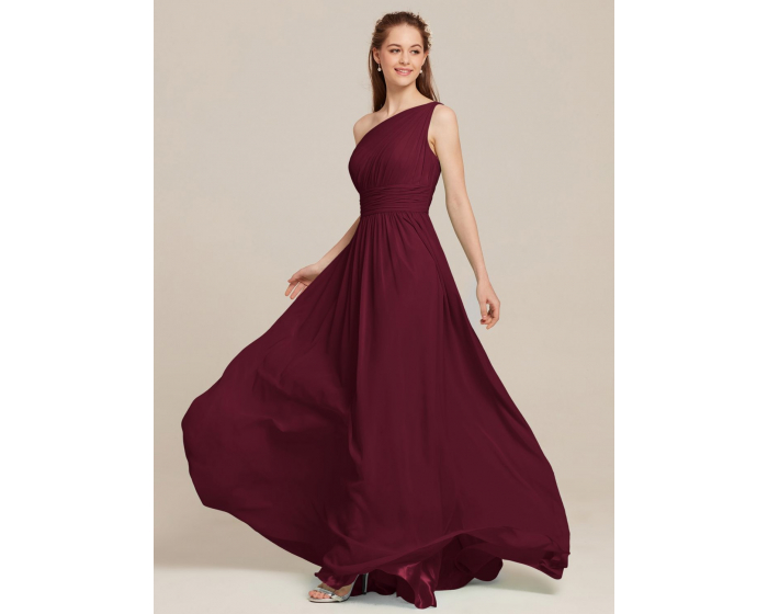 Alicepub One Shoulder Bridesmaid Dress for Women Long Evening Party Gown Maxi 