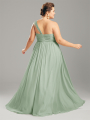Alicepub One Shoulder Bridesmaid Dresses Chiffon Long Maxi Formal Party Dress for Women