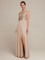 Alicepub Asymetrical Sequins Top Bridesmaid Dresss Chiffon A-line Prom Evening Formal Gown