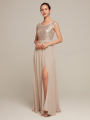 Alicepub Scoop Sequins Top Chiffon Long Long Prom Evening Formal Gown