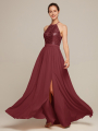 Alicepub Halter Bridesmaid Dresss Sequins Top Prom Evening Formal Gown
