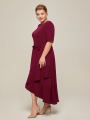 Alicepub Half Sleeves Ruffled Stretch Dresses for Women Casual Work Daily Dress