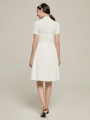 Alicepub Short Sleeves Lace Bridesmaid Dresses Short with Chiffon Skirt