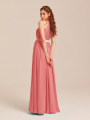 Alicepub Halter Bridesmaid Dress Long Chiffon Women Evening Maxi Gown