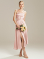 Alicepub Tea Length Sleeveless Silk Satin Dresses for Women