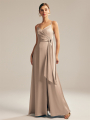 Alicepub V-Neck Sleeveless A-line Satin Charmeuse Bridesmaid Dress