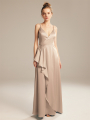 Alicepub V-Neck Sleeveless A-line Satin Charmeuse Long Bridesmaid Dress