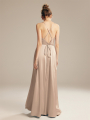 Alicepub V-Neck Sleeveless A-line Satin Charmeuse Long Bridesmaid Dress