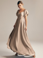 Alicepub Sweetheart Neckline Puff Sleeves A-line Satin Charmeuse Bridesmaid Dress