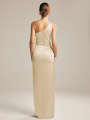 Alicepub Asymmetrical Neckline One Shoulder Column Satin Charmeuse Bridesmaid Dress