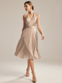 Alicepub V-Neck Sleeveless A-line Chiffon Dress Short Bridesamid Dress