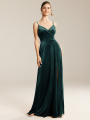 Alicepub A-line V-Neck Sleeveless Velvet Fabirc Bridesmaid Dress