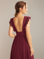 Alicepub A-line V-Neck Sleeveless Chiffon Fabric Bridesmaid Dress