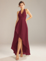Alicepub Sleeveless V-Neck Chiffon Fabric Bridesmaid Dress