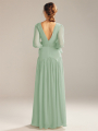 Alicepub A-line V-Neck Long Sleeves Chiffon Bridesmaid Dress