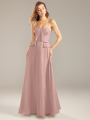 Alicepub Asymmetrical Neckline Sleeveless Chiffon Fabric Bridesmaid Dress