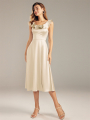 Alicepub Satin Charmeuse A-line Sleeveless Jewel Neckline Bridesmaid Dress