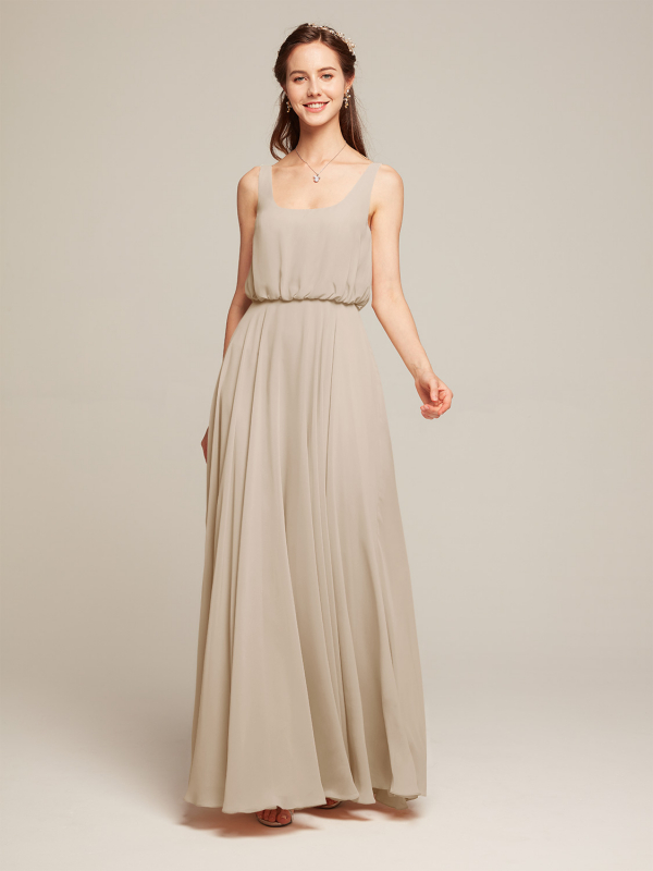 Taupe Alicepub Crisscross High-Neck Chiffon Bridesmaid Dress Long Formal Dresses Prom Evening Gown US10 