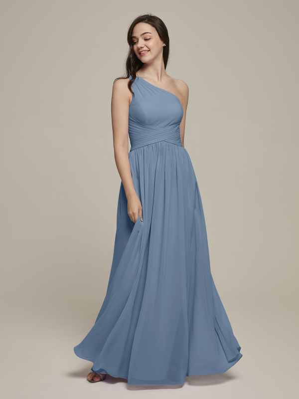 Alicepub One Shoulder Bridesmaid Dress for Women Long Evening Party Gown Maxi 