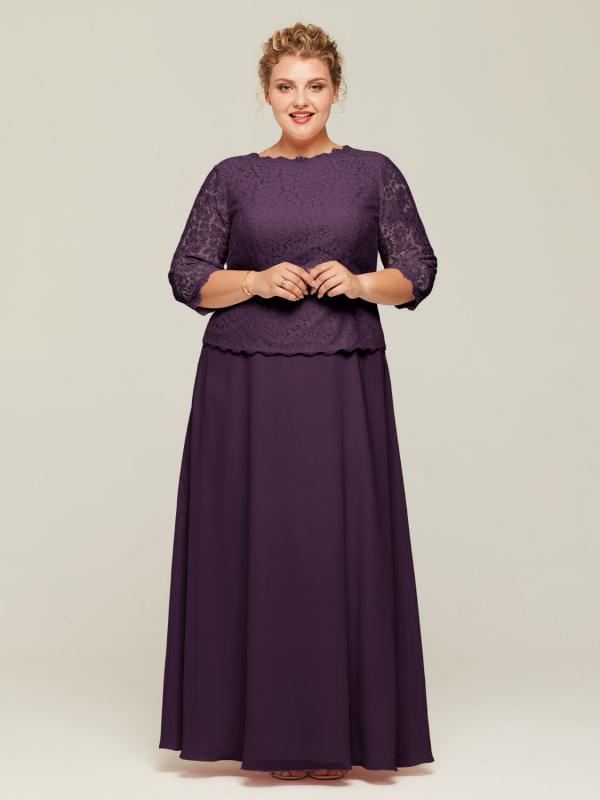 NEW 3/4 SLEEVE MOTHER of the BRIDE GROOM GOWN PLUS SIZE FORMAL EVENING DRESSES 