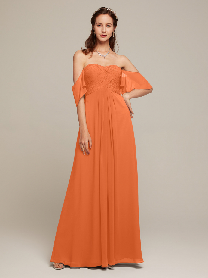 Alicepub Off The Shoulder Chiffon Bridesmaid Dresses Long Party Dress for Women Sweetheart