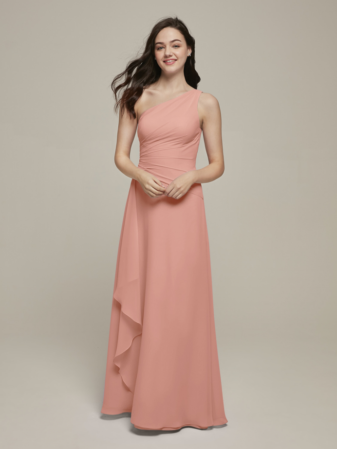 Alicepub One Shoulder Chiffon Bridesmaid Dresses Long Formal Evening Prom Dress for Special Occasion