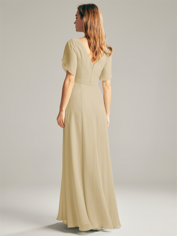 Alicepub V-Neck Strapless A-line Chiffon Bridesmaid Dress